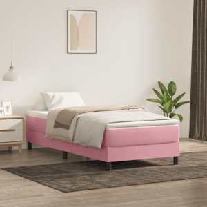 Postel Box Spring bez matrace růžový 90x220 cm samet - obrázek 1