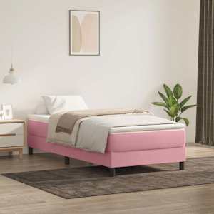 Box Spring postelja brez vzmetnico Pink 100x220 cm Žamet