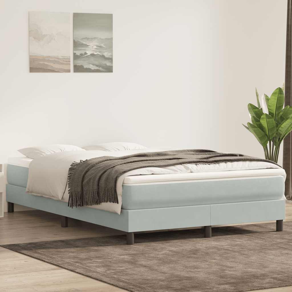 vidaXL Boxspringbett ohne Matratze Hellgrau 160x220 cm Samt