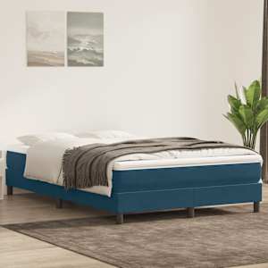 Box spring postelja brez vzmetnico temno modra 160x220 cm žamet