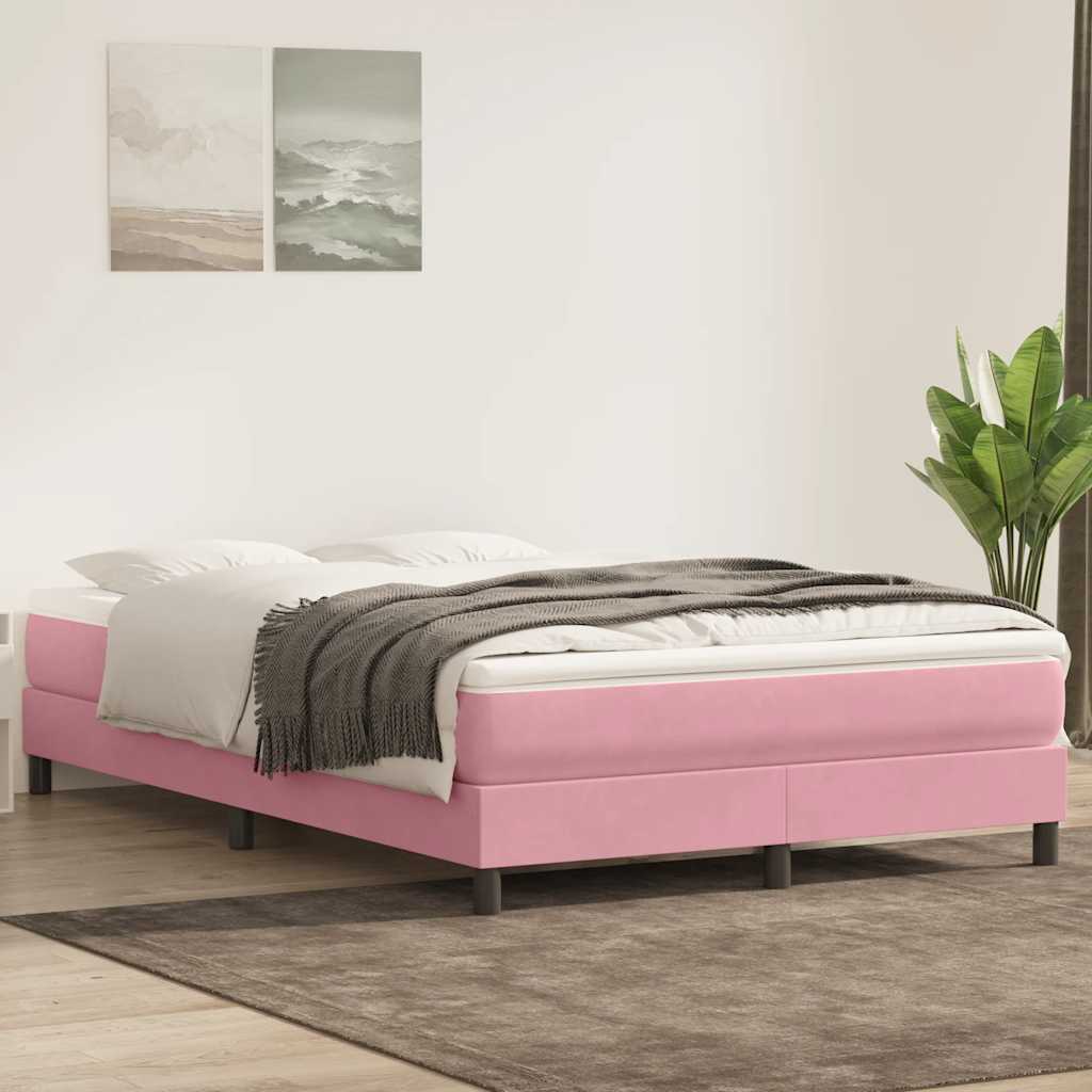 vidaXL Boxspringbett ohne Matratze Rosa 160x220 cm Samt