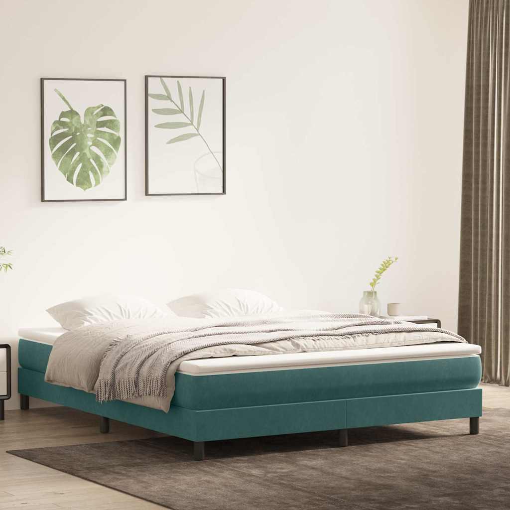 vidaXL Pat cu arcuri fără saltea verde închis 180x220 cm catifea