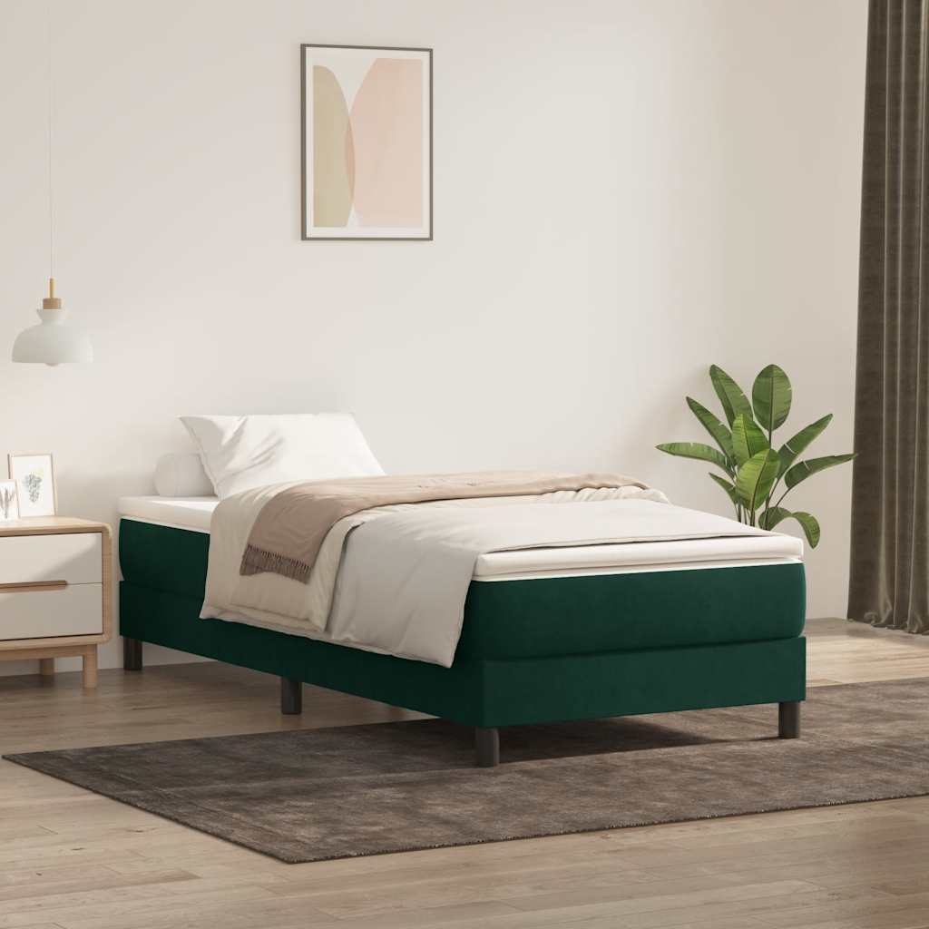 vidaXL Boxspringbett ohne Matratze Dunkelgrün 200x220 cm Samt