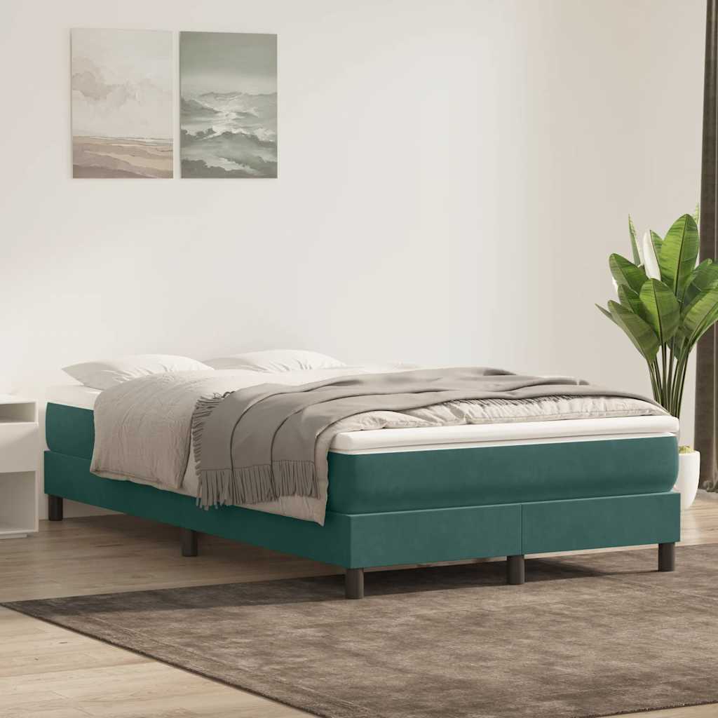 vidaXL Pat box spring cu saltea, verde închis, 120x210 cm, catifea