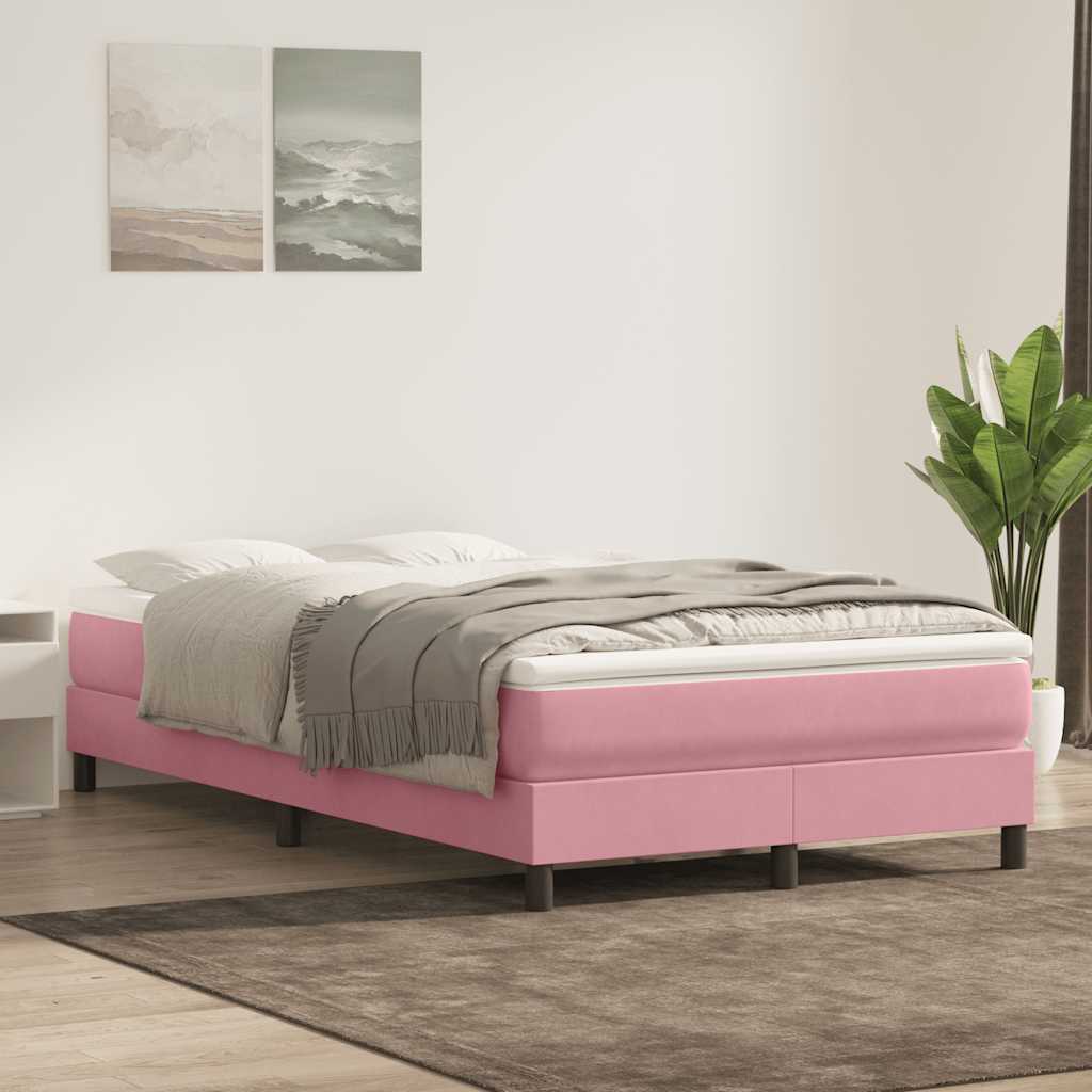 vidaXL Boxspringbett mit Matratze Rosa 120x210 cm Samt