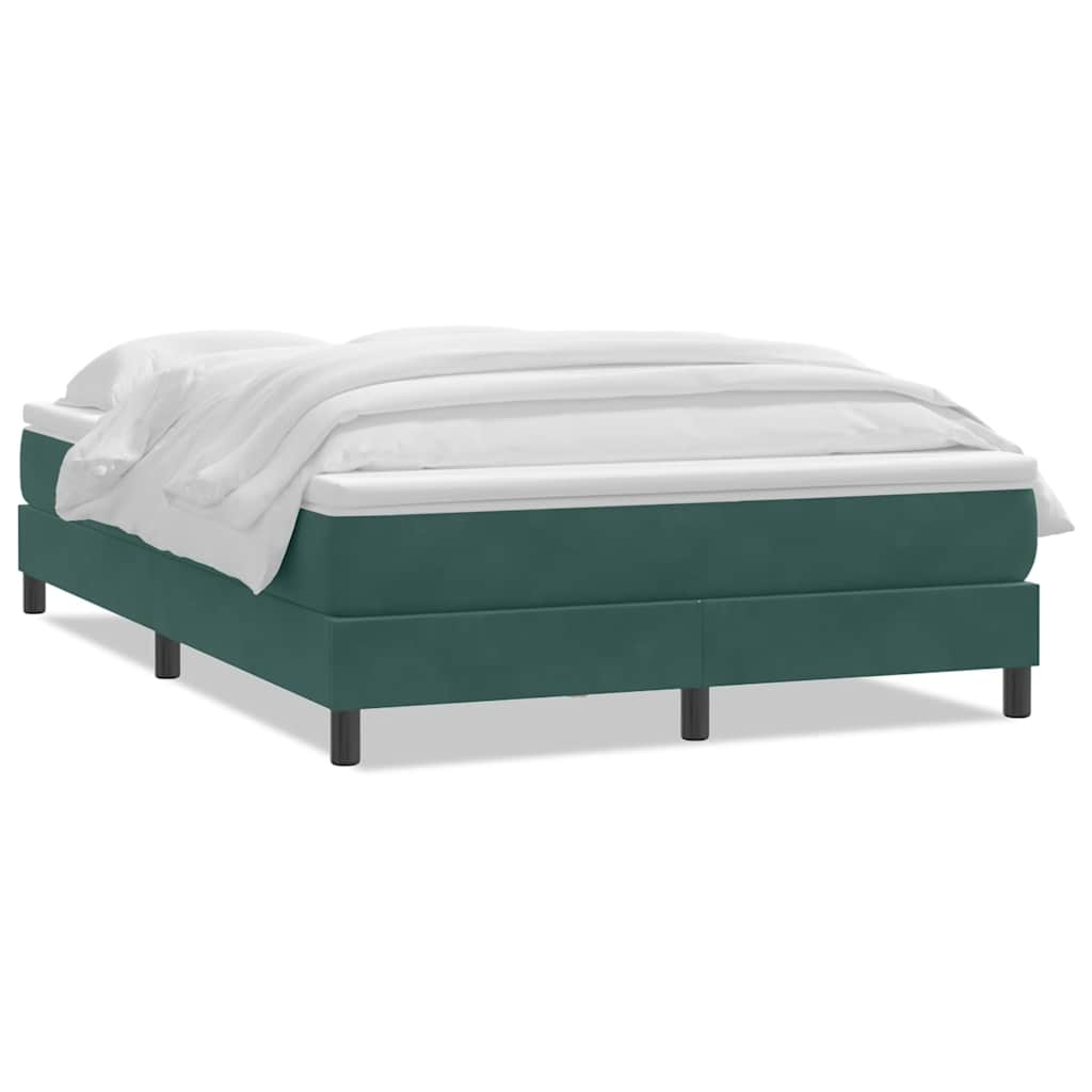 Thumbnail - vidaXL Boxspringbett mit Matratze Dunkelgrün 140x210 cm Samt