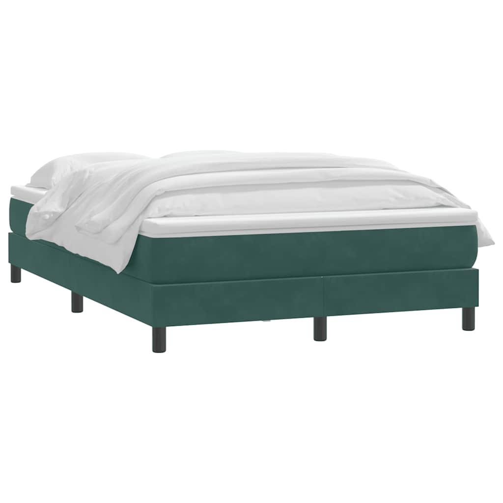 Thumbnail - vidaXL Boxspringbett mit Matratze Dunkelgrün 140x210 cm Samt