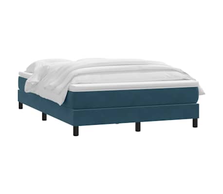 vidaXL Sommier &agrave; lattes de lit et matelas bleu fonc&eacute; 140x210cm velours