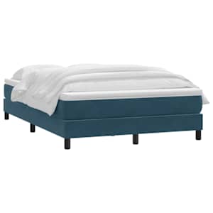 vidaXL Sommier &agrave; lattes de lit et matelas bleu fonc&eacute; 140x210cm velours