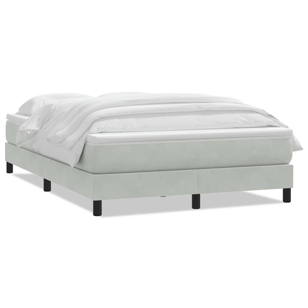 vidaXL Boxspring met matras fluweel lichtgrijs 160x210 cm grijs, foto 3