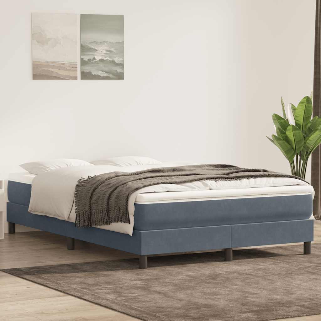 vidaXL Pat box spring cu saltea, gri închis, 160x210 cm, catifea