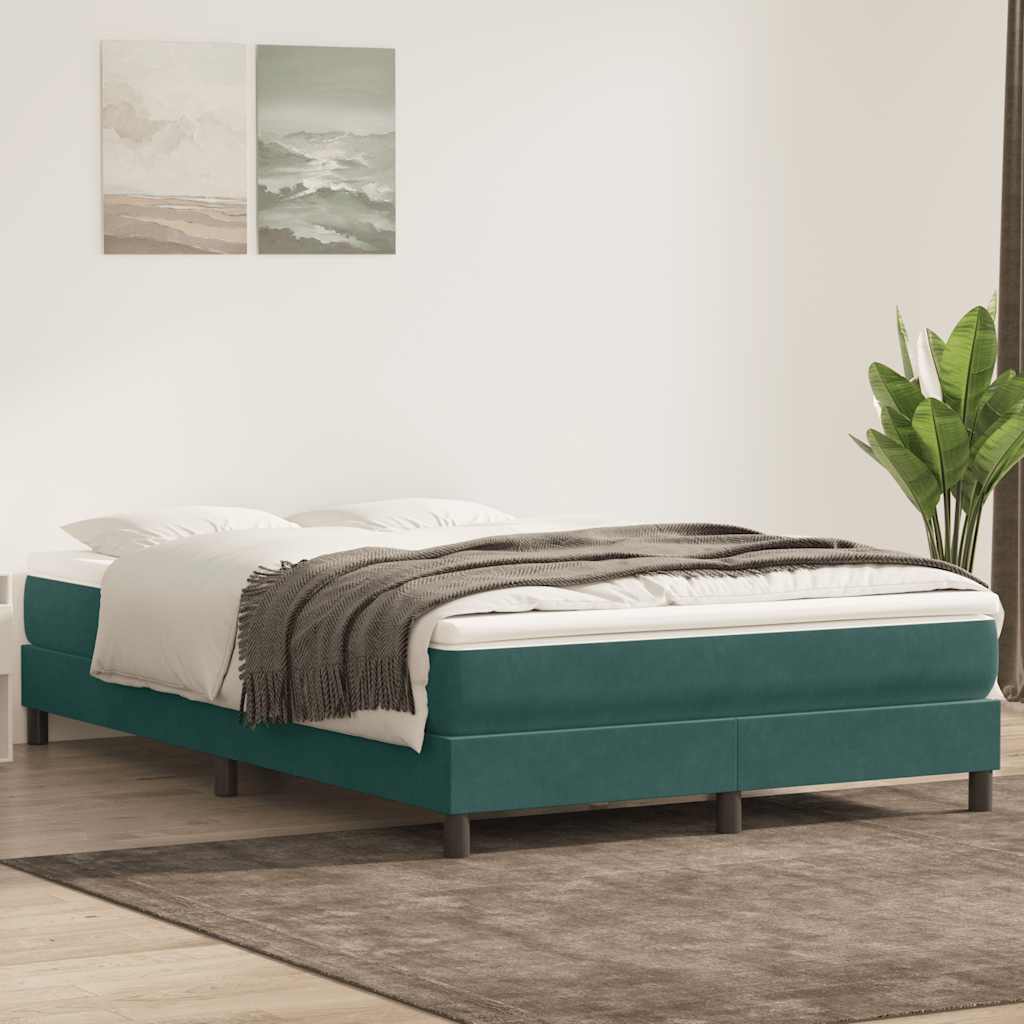 vidaXL Boxspringbett mit Matratze Dunkelgrün 160x210 cm Samt