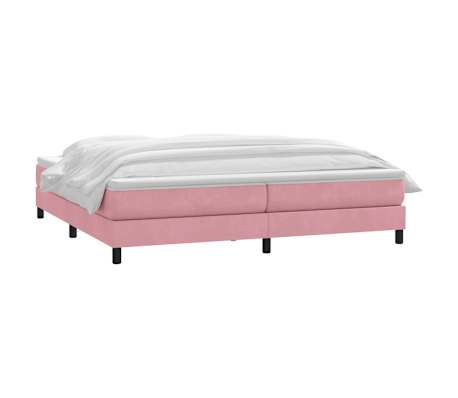 vidaXL Boxspringbett mit Matratze Rosa 180x210 cm Samt