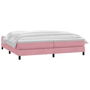 vidaXL Boxspringbett mit Matratze Rosa 180x210 cm Samt