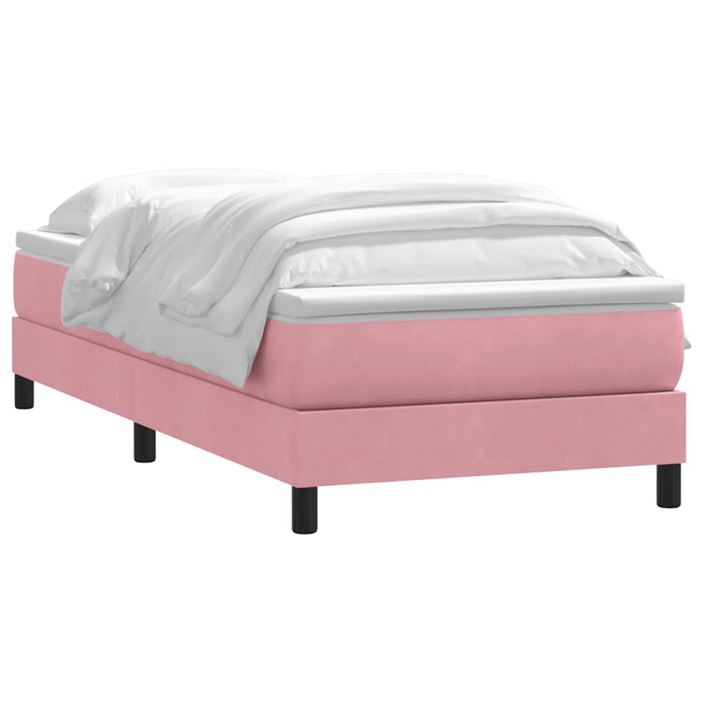 vidaXL Boxspring met matras fluweel roze 80x220 cm afbeelding