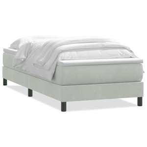 vidaXL Box Vedruvoodi madratsiga Helehall 90x220 cm samet