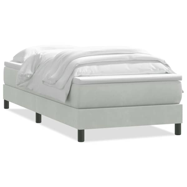 vidaXL Box Vedruvoodi madratsiga Helehall 90x220 cm samet