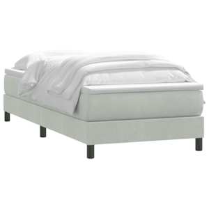 vidaXL Sommier &agrave; lattes de lit et matelas gris clair 90x220 cm velours