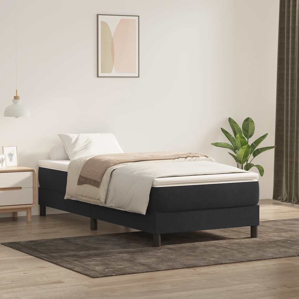 vidaXL Boxspringbett mit Matratze Schwarz 90x220 cm Samt