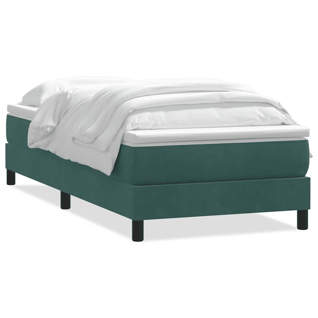 Thumbnail - vidaXL Boxspringbett mit Matratze Dunkelgrün 90x220 cm Samt