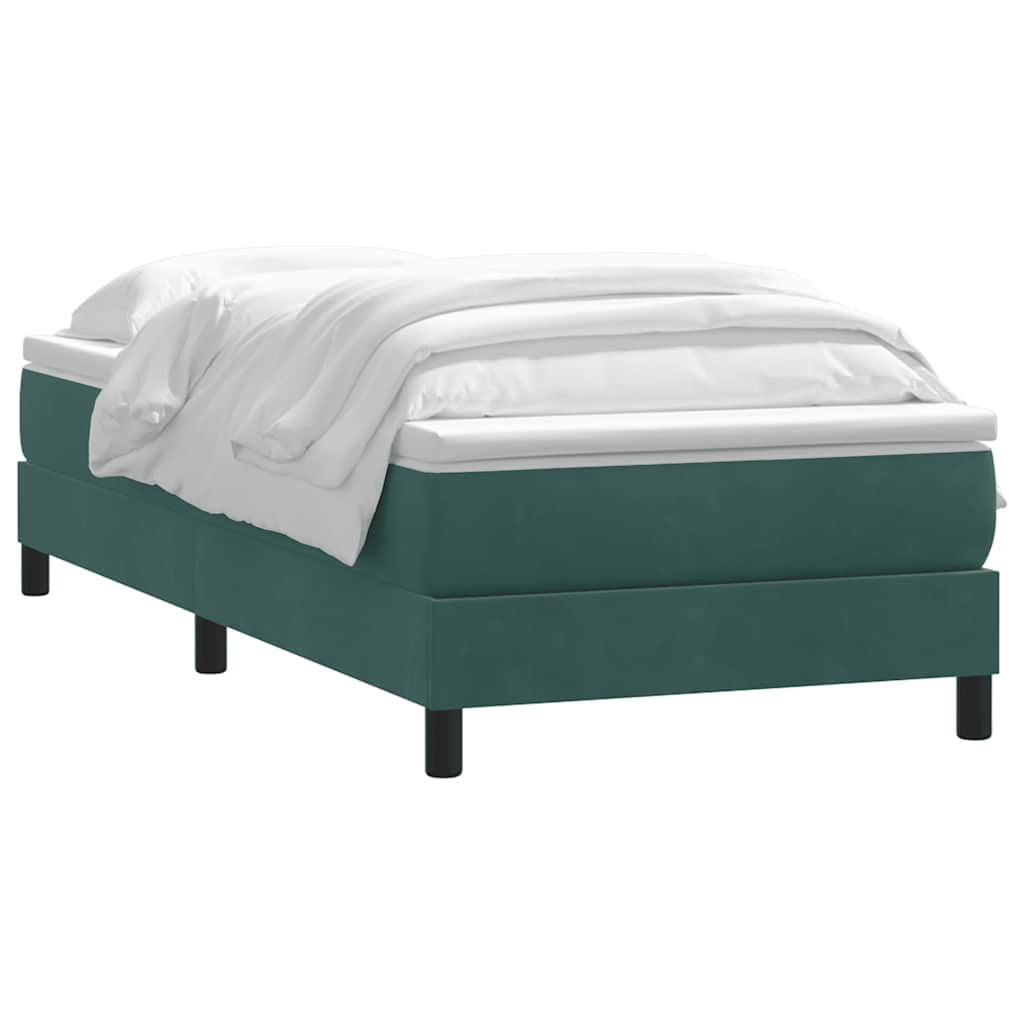 Thumbnail - vidaXL Boxspringbett mit Matratze Dunkelgrün 90x220 cm Samt