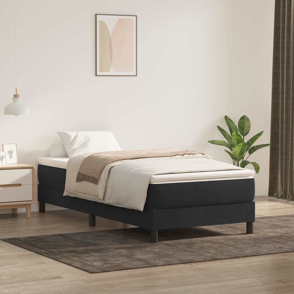 vidaXL Boxspringbett mit Matratze Schwarz 100x220 cm Samt