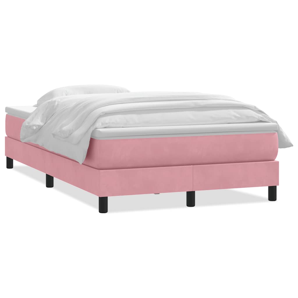 vidaXL Box Spring postelja z vzmetnico Pink 120x220 cm Velvet