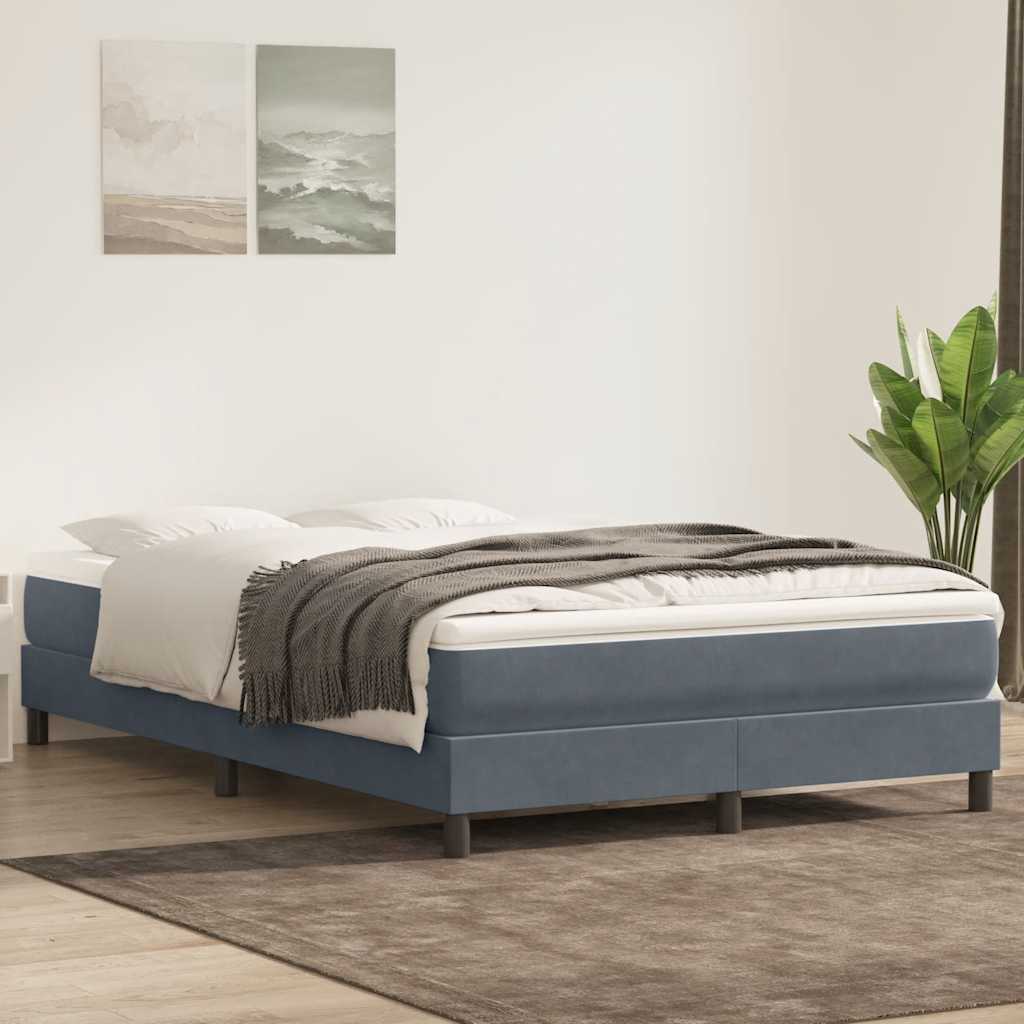 vidaXL Pat box spring cu saltea, gri închis, 160x220 cm, catifea