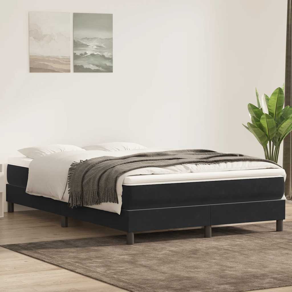 vidaXL Boxspringbett mit Matratze Schwarz 160x220 cm Samt