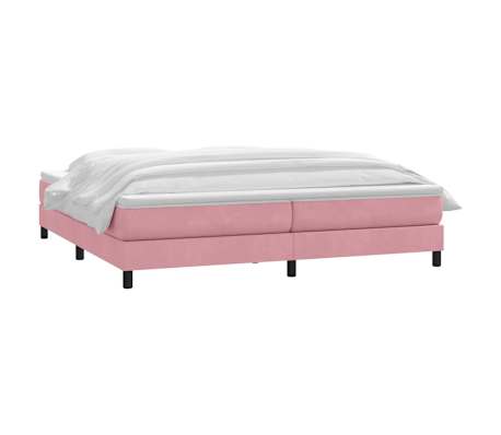 vidaXL Sommier &agrave; lattes de lit avec matelas rose 180x220 cm velours