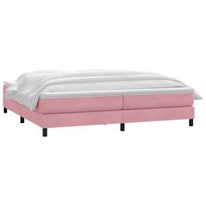 vidaXL Sommier &agrave; lattes de lit avec matelas rose 180x220 cm velours