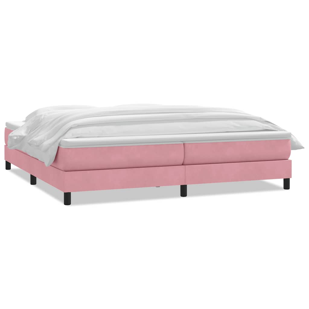 vidaXL Box Spring postelja z vzmetnico Pink 200x220 cm žamet