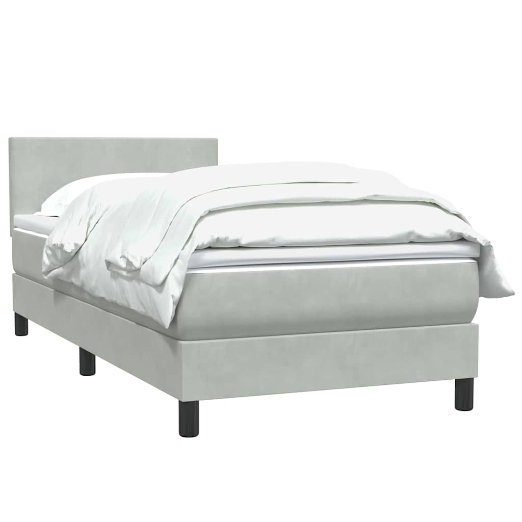 vidaXL Boxspring met matras fluweel lichtgrijs 80x210 cm afbeelding