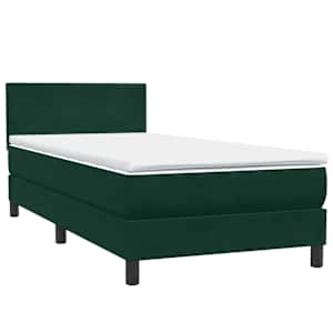 Box spring postel s matrací tmavě zelená 80x210 cm samet - obrázek 4