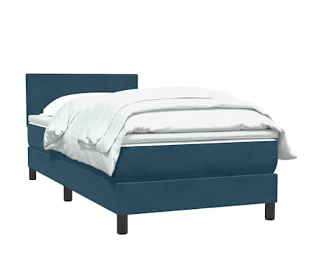 vidaXL Boxspringbett mit Matratze Dunkelblau 80x210 cm Samt