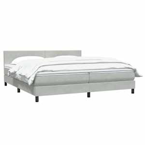 Box spring postel s matrací světle šedá 180x210 cm samet - obrázek 4