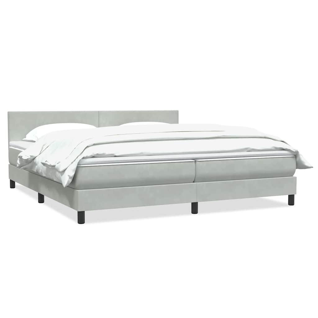 vidaXL Boxspringbett mit Matratze Hellgrau 180x210 cm Samt