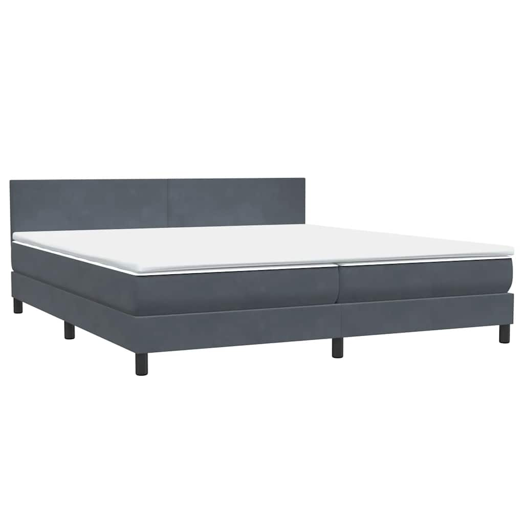 vidaXL Box spring postelja z vzmetnico temno siva 180x210 cm žamet