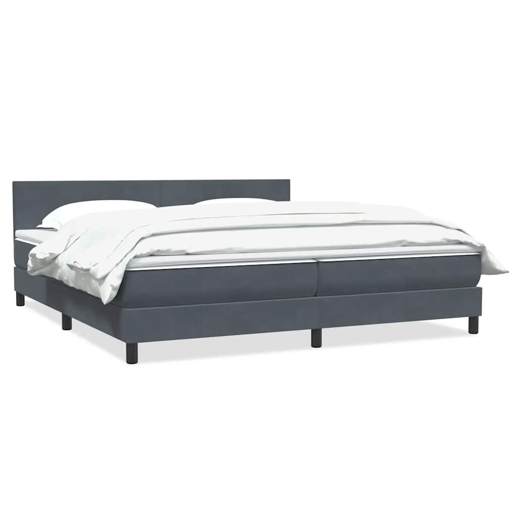 vidaXL Boxspringbett mit Matratze Dunkelgrau 180x210 cm Samt