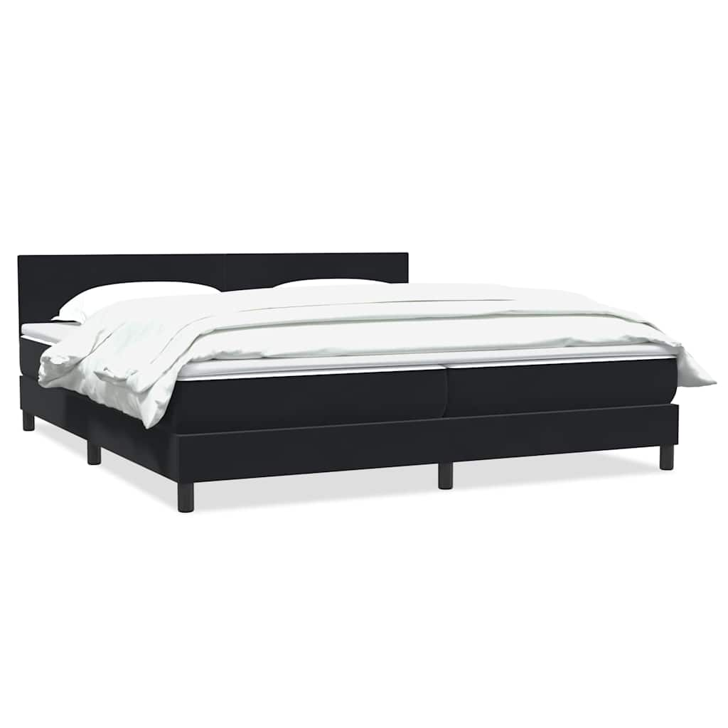 vidaXL Pat box spring cu saltea, negru, 180x210 cm, catifea