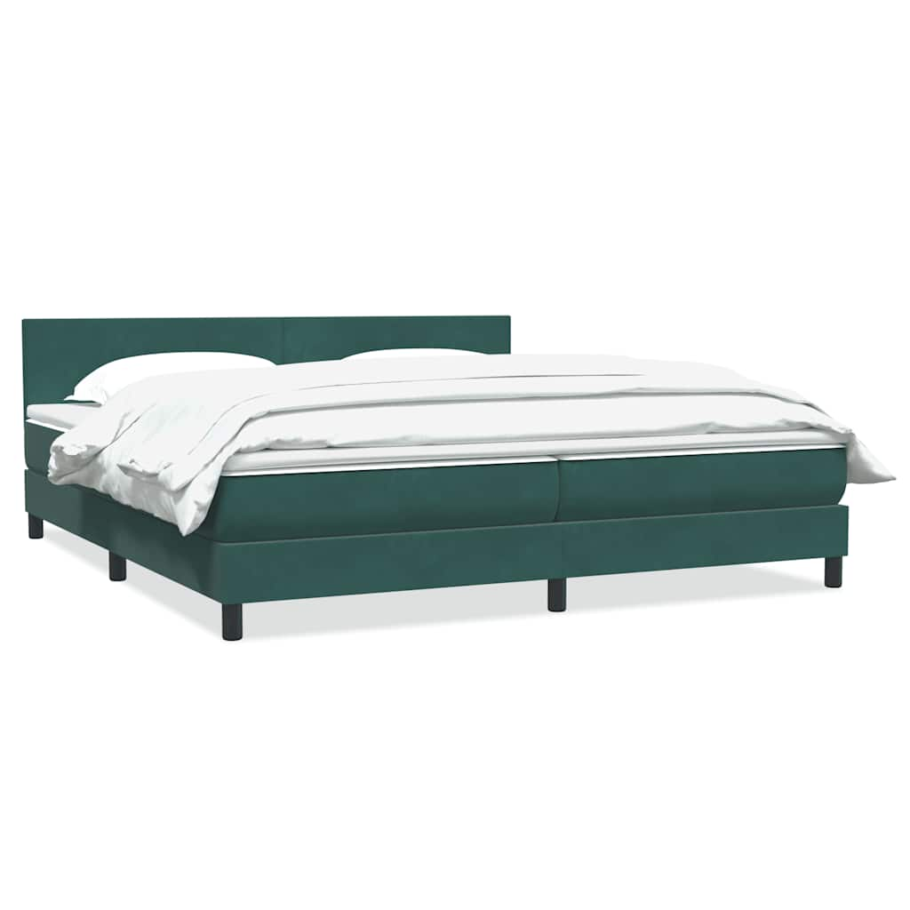 vidaXL Pat box spring cu saltea, verde închis, 180x210 cm, catifea