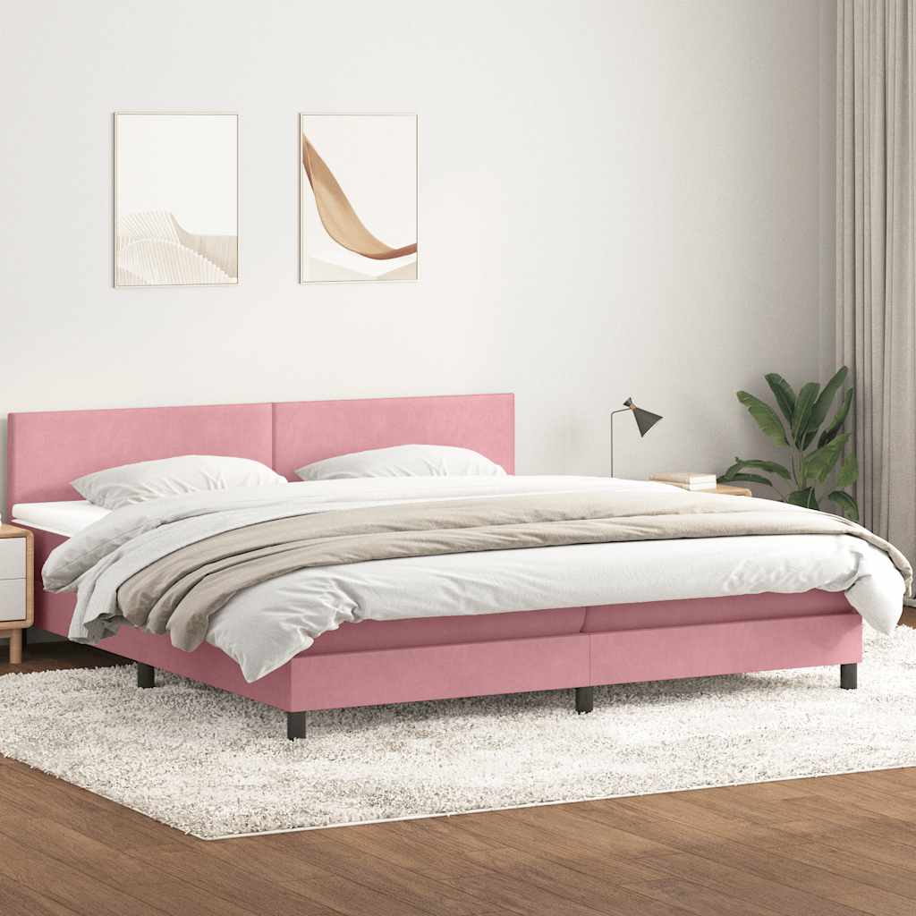 Thumbnail - vidaXL Boxspringbett mit Matratze Rosa 180x210 cm Samt