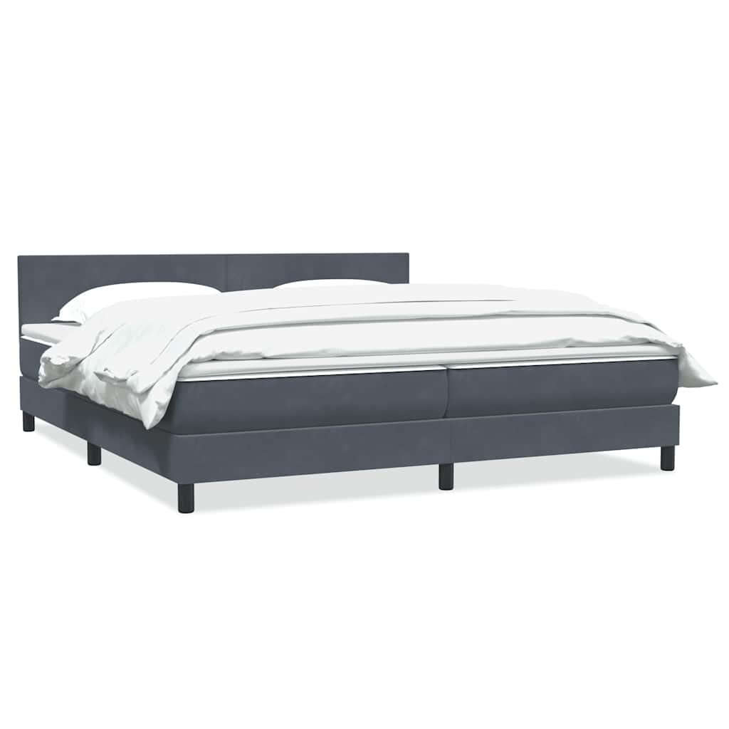 vidaXL Pat box spring cu saltea, gri închis, 200x210 cm, catifea