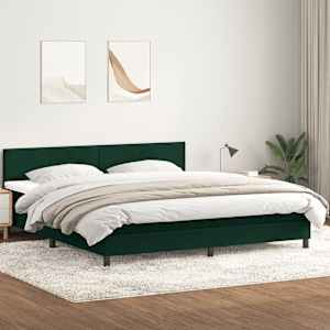 Box spring postel s matrací tmavě zelená 200x210 cm samet - obrázek 3