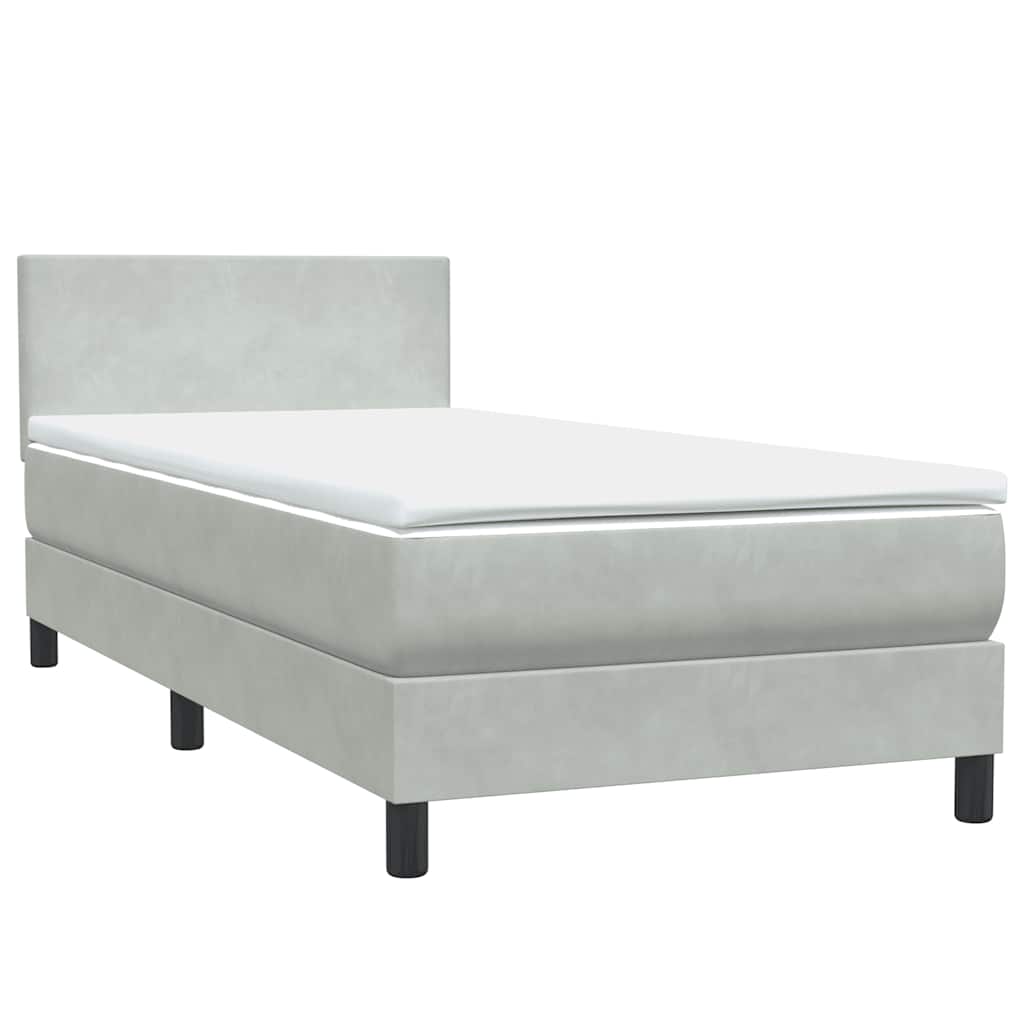 vidaXL Boxspring met matras fluweel lichtgrijs 80x220 cm grijs, foto 4