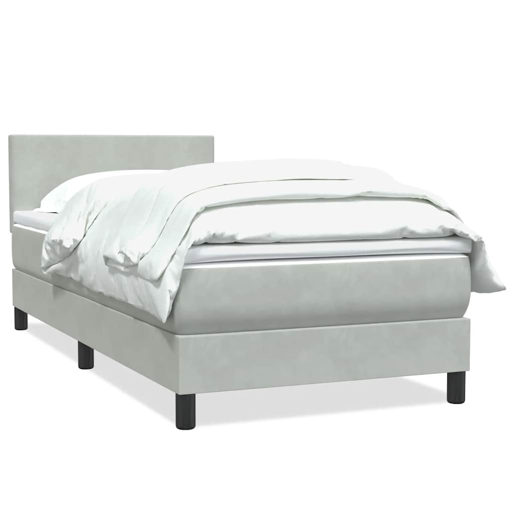 vidaXL Box Spring Postel s matrací Světle šedá 90x220 cm Samet