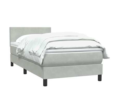 vidaXL Sommier &agrave; lattes de lit et matelas gris clair 90x220 cm velours