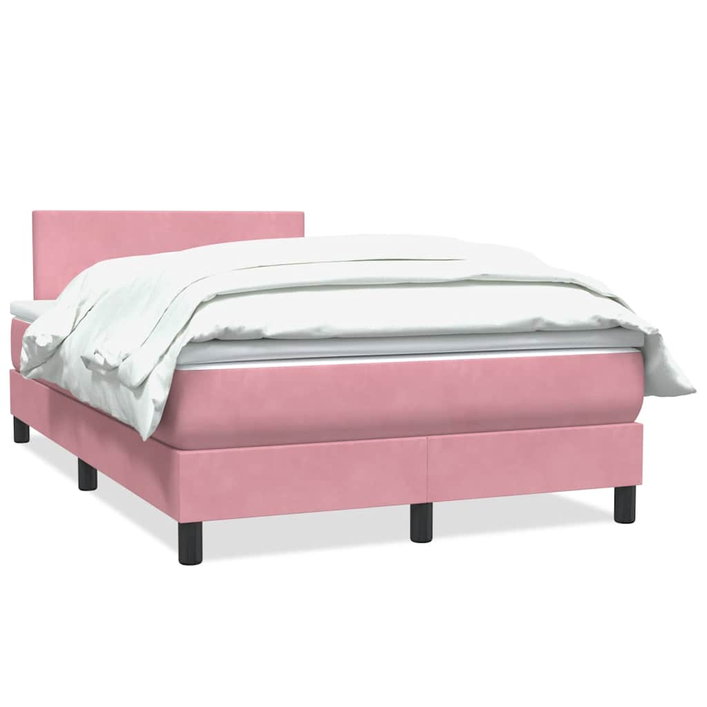 vidaXL Box spring postel s matrací růžová 120x220 cm samet