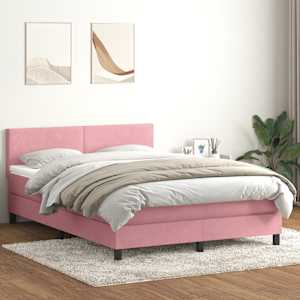 Box spring postelja z vzmetnico roza 160x220 cm žamet