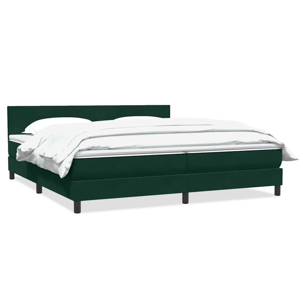 vidaXL Pat box spring cu saltea, verde închis, 180x220 cm, catifea